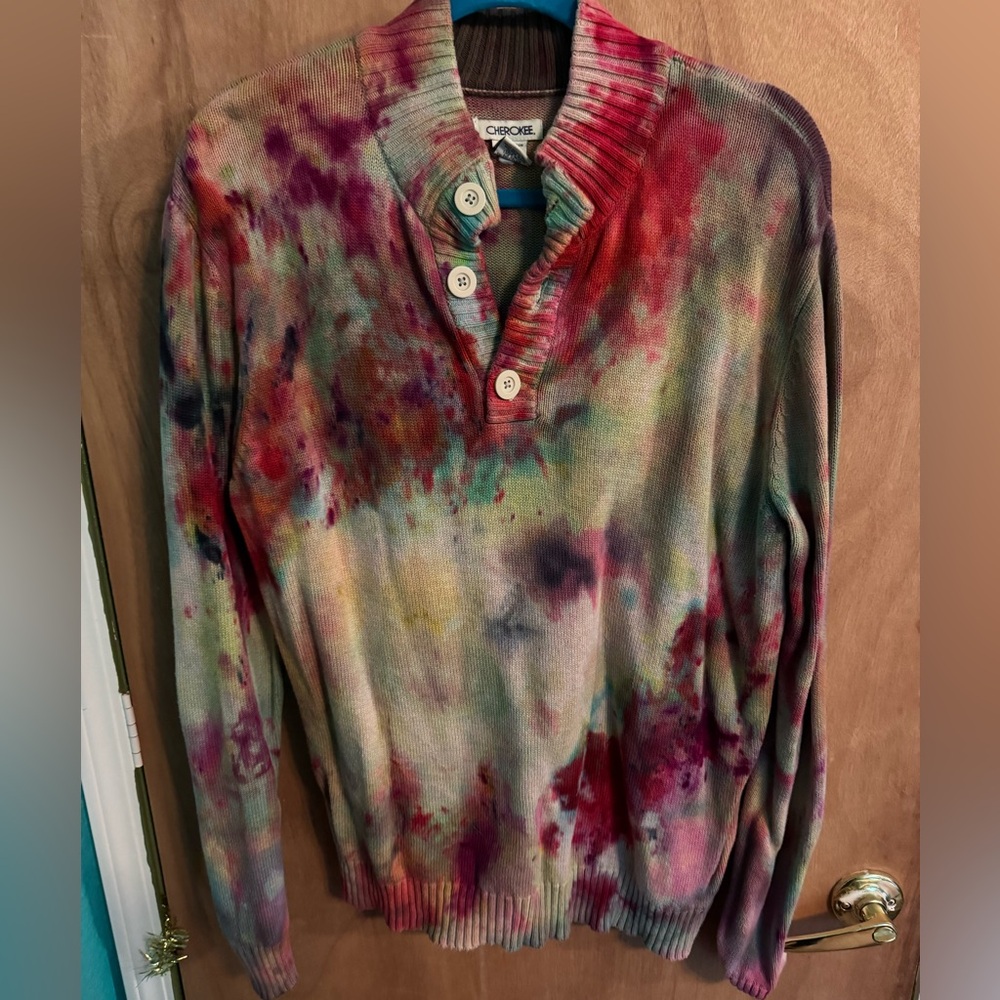 Cherokee Multicolor Tie-Dye Crewneck Sweater